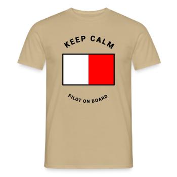 Amiral H - pilote à bord du navire pilote - T-shirt homme - beige sable - Devant - AI Model Male 178 light (178cm)
