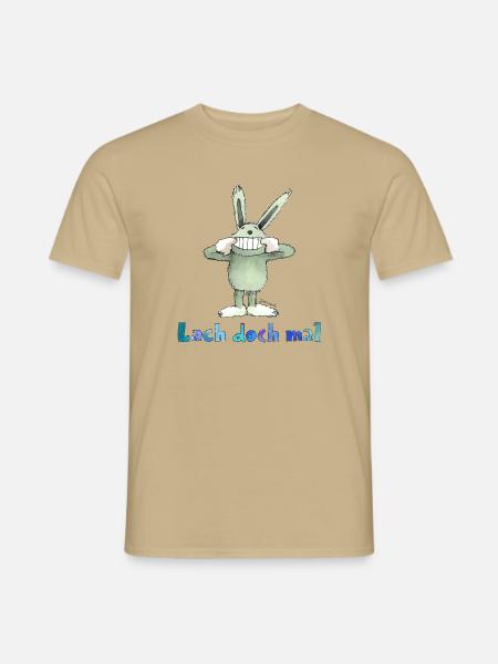 Janosch Spruch Lach Doch Mal Mit Hase Baldrian - Männer T-Shirt - Sandbeige