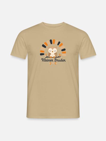 Niedliche Boho Eule | Geschwisterliebe Tiermotiv - Männer T-Shirt - Sandbeige
