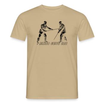 Aikido Suits You Quote Kumi Jo Male Halftone - Men's T-Shirt - sand beige - Front - AI Model Male 178 light (178cm)
