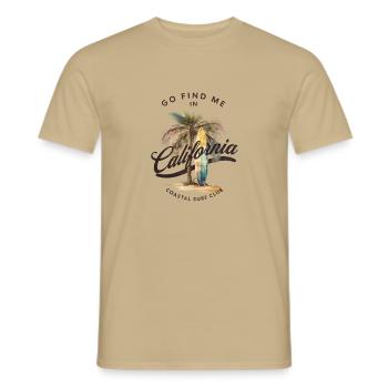 Club de surf côtier de Californie - T-shirt homme - beige sable - Devant - AI Model Male 178 light (178cm)