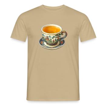 Tee in einer chinesischen Tasse - Männer T-Shirt - Sandbeige - Vorne - AI Model Male 178 light (178cm)