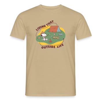 Peanuts Camping Vivre La Vie En Plein Air - T-shirt homme - beige sable - Devant - AI Model Male 178 light (178cm)