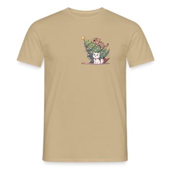 O Tannenbaum! Süße Katzen & Weihnachtschaos - Männer T-Shirt - Sandbeige - Vorne - AI Model Male 178 light (178cm)