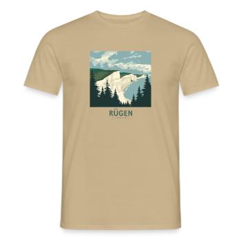 Rügen Germany | Vintage Coastal Poster - Männer T-Shirt - Sandbeige - Vorne - AI Model Male 178 light (178cm)