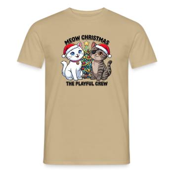 Katzen Duo im Weihnachtsglanz - Männer T-Shirt - Sandbeige - Vorne - AI Model Male 178 light (178cm)