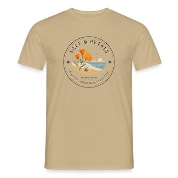 Salt & Petals – California Poppy Coastal Badge - Men's T-Shirt - sand beige - Front - AI Model Male 178 light (178cm)