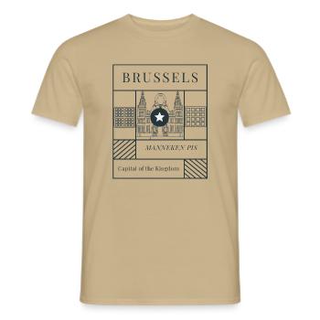 Brussels Manneken Pis Scene - Men's T-Shirt - sand beige - Front - AI Model Male 178 light (178cm)