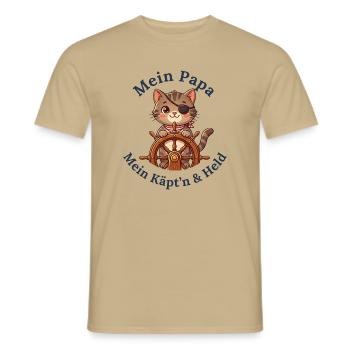 Mein Papa: Mein Käpt'n & Held - Männer T-Shirt - Sandbeige - Vorne - AI Model Male 178 light (178cm)