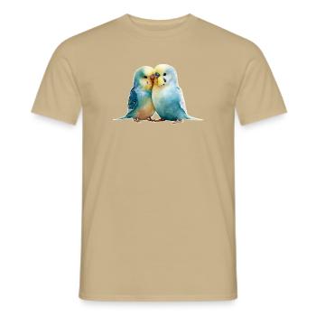 Wellensittiche - Männer T-Shirt - Sandbeige - Vorne - AI Model Male 178 light (178cm)
