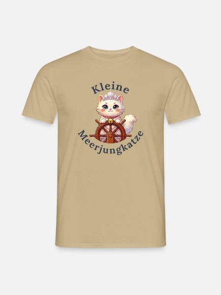 Kleine Meerjungkatze - Baby Katze - Männer T-Shirt - Sandbeige