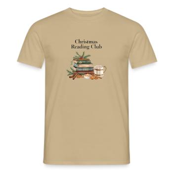 Club de lecture de Noël Livres Noël - T-shirt homme - beige sable - Devant - AI Model Male 178 light (178cm)