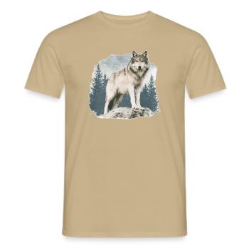 Wolf Vintage - Männer T-Shirt - Sandbeige - Vorne - AI Model Male 178 light (178cm)