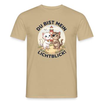 Katzen Leuchtturm Lichtblick - Männer T-Shirt - Sandbeige - Vorne - AI Model Male 178 light (178cm)