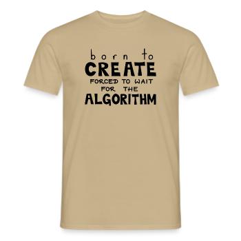 Né pour créer, noir - T-shirt homme - beige sable - Devant - AI Model Male 178 light (178cm)