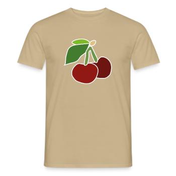 Red Cherries – Fruity Pop Illustration - Men's T-Shirt - sand beige - Front - AI Model Male 178 light (178cm)