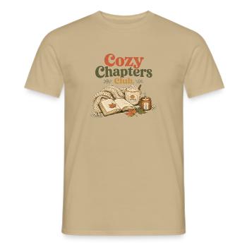 Cozy Chapters Club Fall Reading - Men's T-Shirt - sand beige - Front - AI Model Male 178 light (178cm)