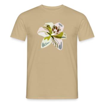 Minimalist Lily – Floral Illustration - Men's T-Shirt - sand beige - Front - AI Model Male 178 light (178cm)