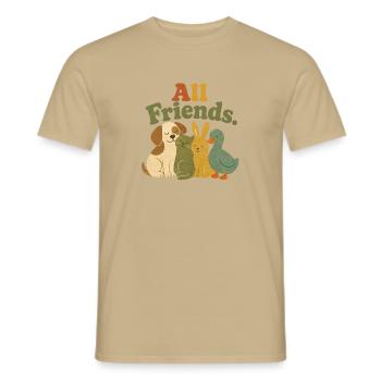 All Friends Animals Vegan Animal Rights Retro - Men's T-Shirt - sand beige - Front - AI Model Male 178 light (178cm)