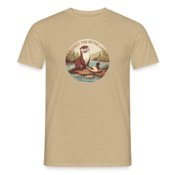 Respectez la rivière, les habitants, la nature de la loutre - T-shirt homme - beige sable - Devant - AI Model Male 178 light (178cm)