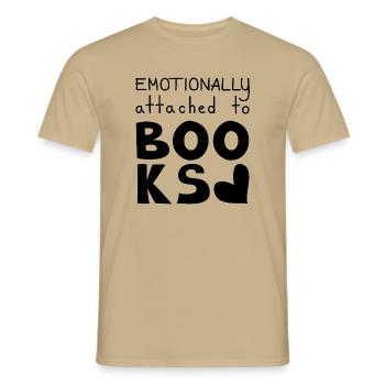 Emotionally Attached To Books, Black - Men's T-Shirt - sand beige - Front - AI Model Male 178 light (178cm)