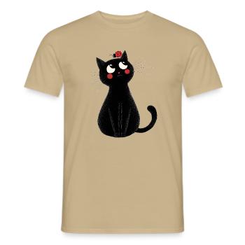 Chat avec coccinelle - T-shirt homme - beige sable - Devant - AI Model Male 178 light (178cm)