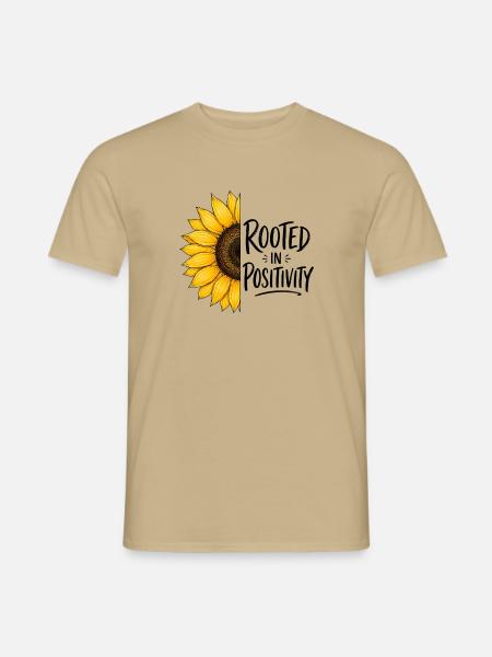 Sonnenblume: Wurzeln der Positivität - Männer T-Shirt - Sandbeige