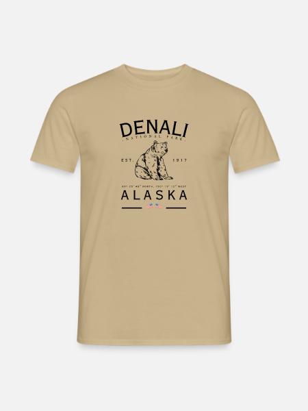 Denali Nationalpark Alaska - Männer T-Shirt - Sandbeige