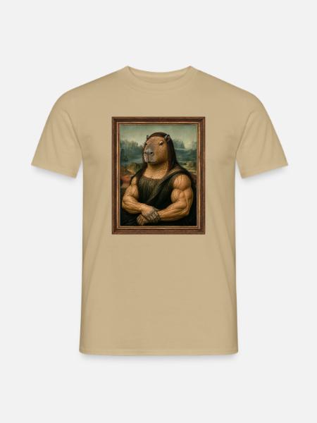 Muskulöse Kapybara - Männer T-Shirt - Sandbeige