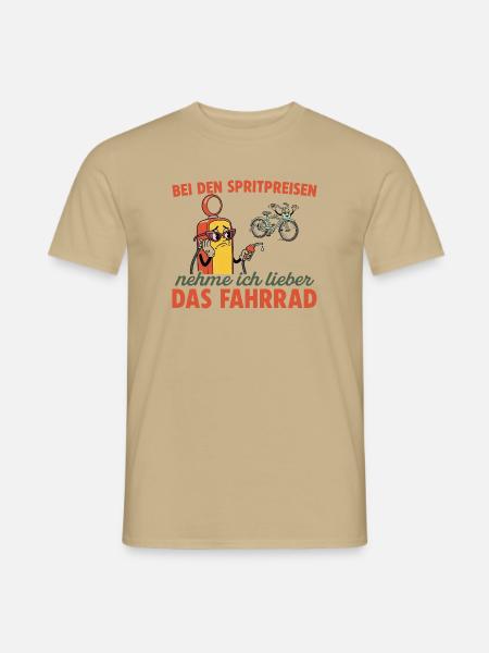 Radfahren bei den Spritpreisen Fahrrad - Männer T-Shirt - Sandbeige
