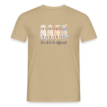 Wasserfarbenhunde – Anders Sein - Männer T-Shirt - Sandbeige - Vorne - AI Model Male 178 light (178cm)