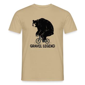 Gravel Legend – Funny Bear Cyclist - Männer T-Shirt - Sandbeige - Vorne - AI Model Male 178 light (178cm)