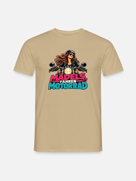 Mädels fahren Motorrad - Männer T-Shirt - Sandbeige