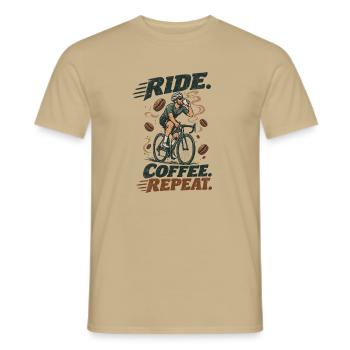 Ride Coffee Repeat Fahrrad Kaffee - Männer T-Shirt - Sandbeige - Vorne - AI Model Male 178 light (178cm)