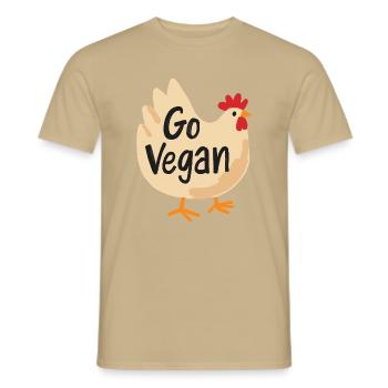 Go Vegan Cute Chicken - Männer T-Shirt - Sandbeige - Vorne - AI Model Male 178 light (178cm)