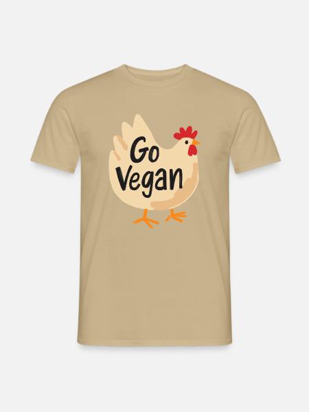 Go Vegan Cute Chicken - Männer T-Shirt - Sandbeige