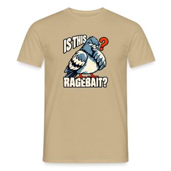 Ragebait Jugendwort 2026 Taube Meme - Männer T-Shirt - Sandbeige - Vorne - AI Model Male 178 light (178cm)