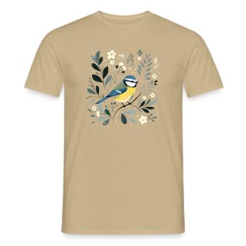 Kleine Blaumeise - Männer T-Shirt - Sandbeige - Vorne - AI Model Male 178 light (178cm)