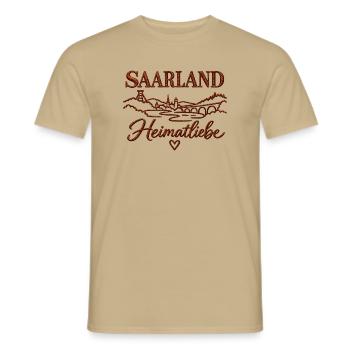 Saarland Heimatliebe - Männer T-Shirt - Sandbeige - Vorne - AI Model Male 178 light (178cm)
