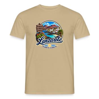 Lanzarote - Islas Canarias - Kanaren - Spanien - Männer T-Shirt - Sandbeige - Vorne - AI Model Male 178 light (178cm)