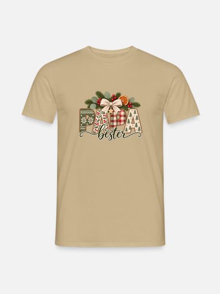 Bester Papa– Weihnachten Geschenk - Männer T-Shirt - Sandbeige