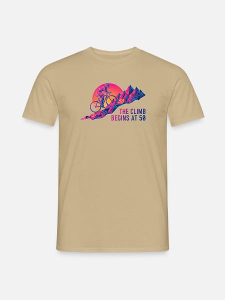 Der Anstieg beginnt bei 50 Cyclist Art - Männer T-Shirt - Sandbeige