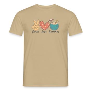 Paix Amour Été - T-shirt homme - beige sable - Devant - AI Model Male 178 light (178cm)