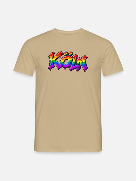 Köln Graffiti 🌈 - Männer T-Shirt - Sandbeige