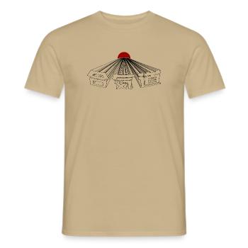 Aikido Kanji Typography Japan Fujiyama Sun - Men's T-Shirt - sand beige - Front - AI Model Male 178 light (178cm)