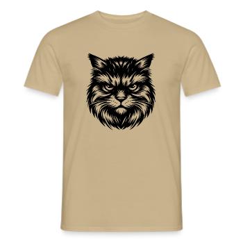 Cute cat portrait in black and white - Men's T-Shirt - sand beige - Front - AI Model Male 178 light (178cm)