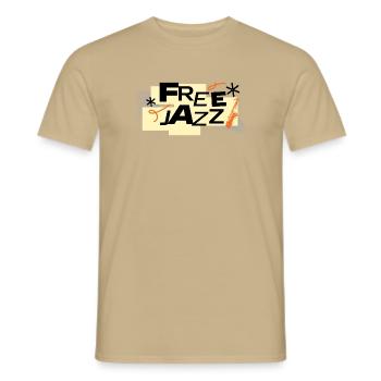 Free Jazz Bold Retro Typography - Men's T-Shirt - sand beige - Front - AI Model Male 178 light (178cm)