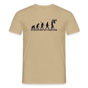 Evolution of Lighting – Veranstaltungstechnik - Männer T-Shirt - Sandbeige - Vorne - AI Model Male 178 light (178cm)