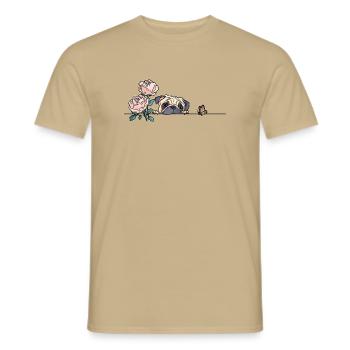 Pug with butterfly - Men's T-Shirt - sand beige - Front - AI Model Male 178 light (178cm)