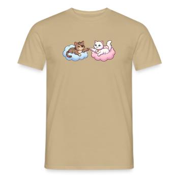 Katzen auf Wolken – Cute Illustration - Männer T-Shirt - Sandbeige - Vorne - AI Model Male 178 light (178cm)